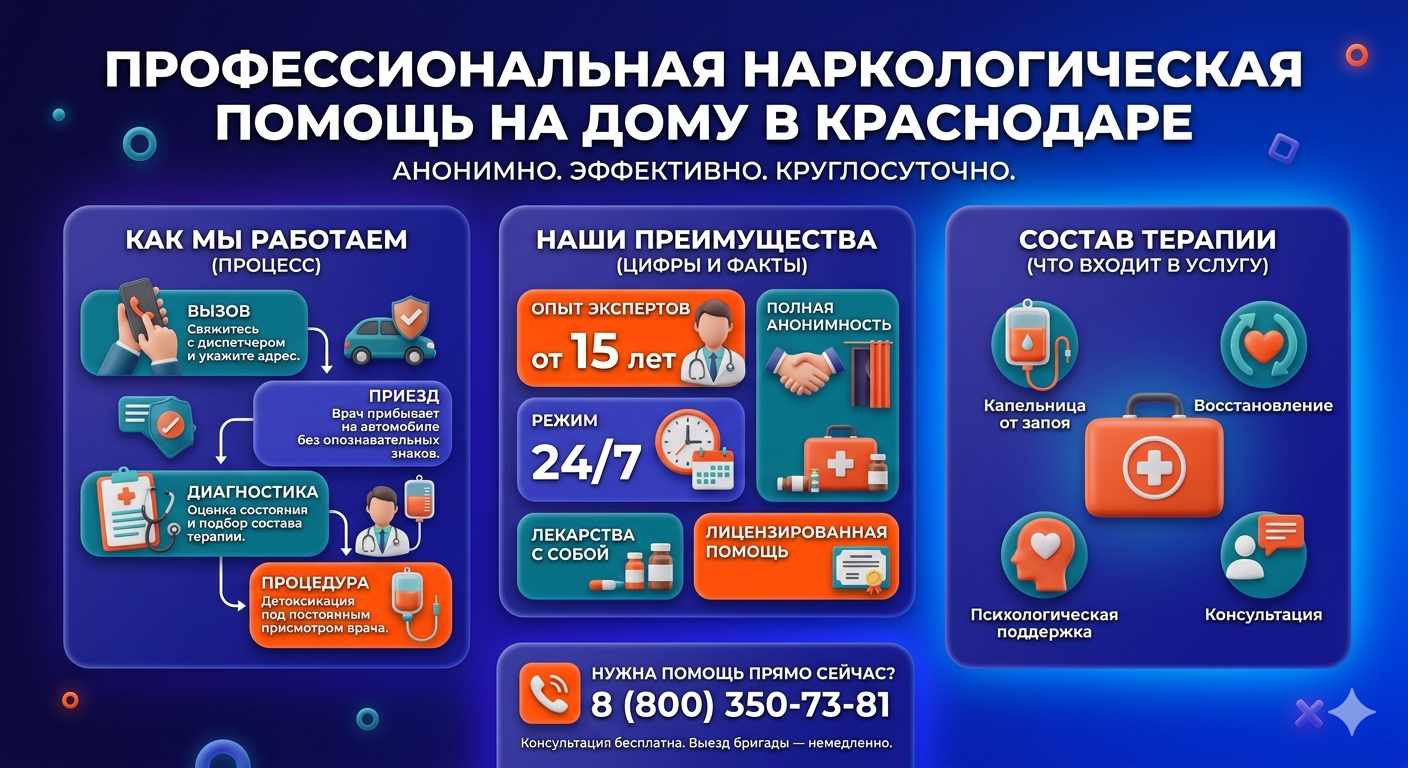 Инфографика о принципах лечения алкоголизма на дому в Рузаевке: этапы вызова нарколога, преимущества анонимной детоксикации и состав медицинской помощи.